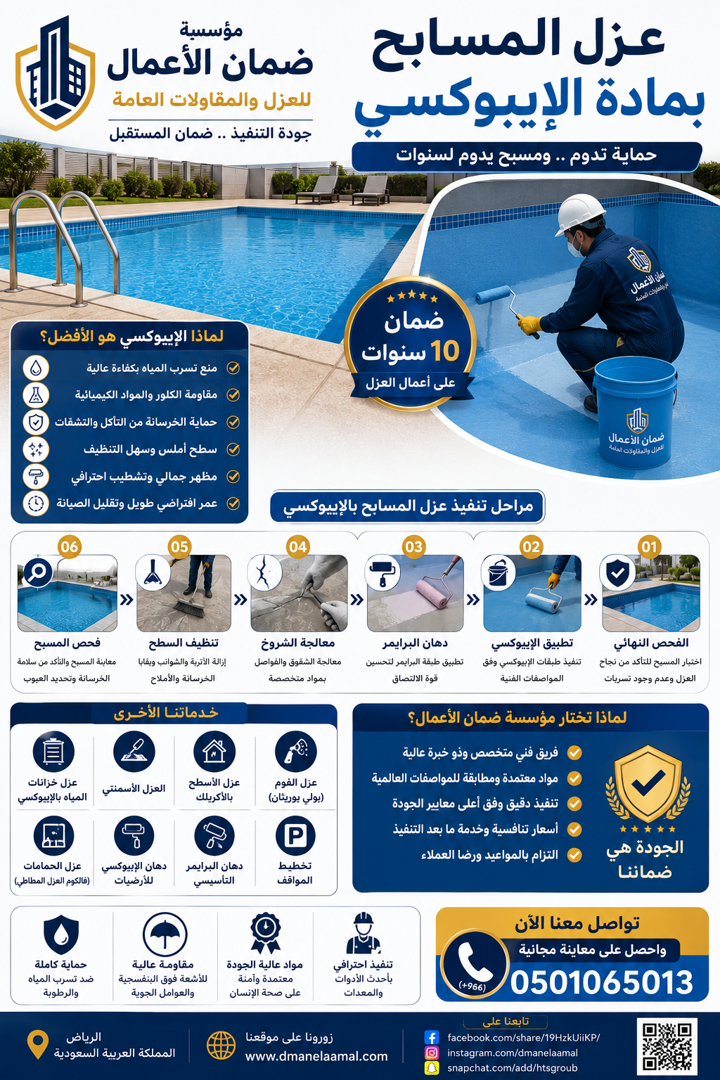 عزل المسابح بمادة الإيبوكسي في الرياض – حماية متكاملة للمسابح بأعلى معايير الجودة
